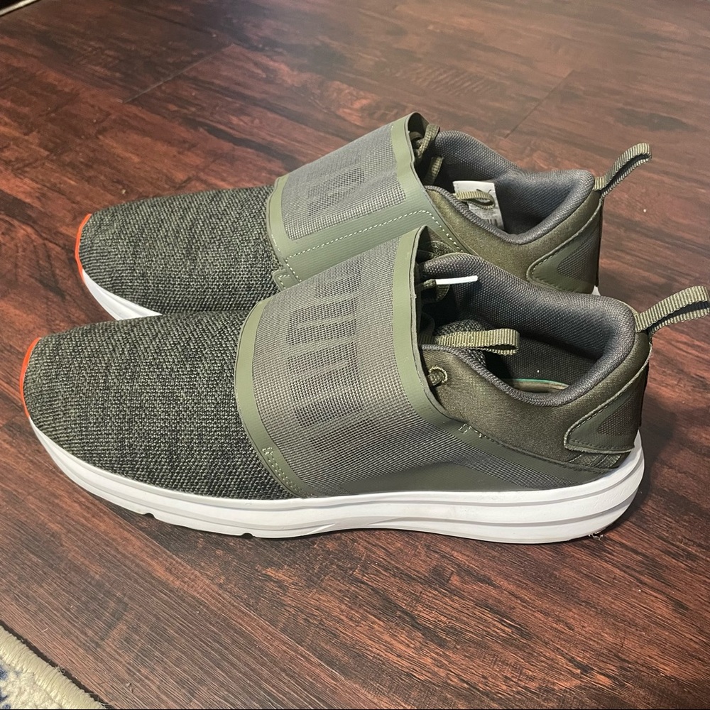Puma Enzo Sneaker w/ Strap - Green w/Orange Detail